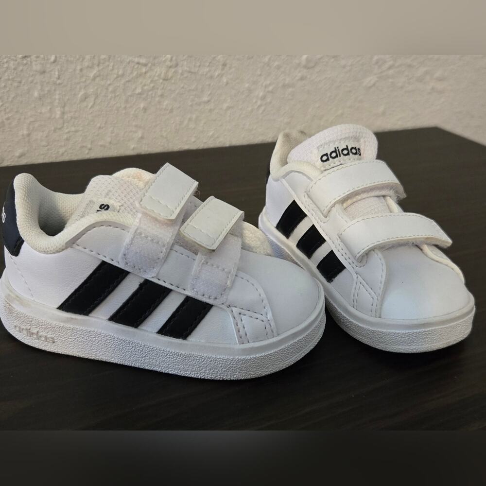 Adidas White and Black Velcro Sneakers